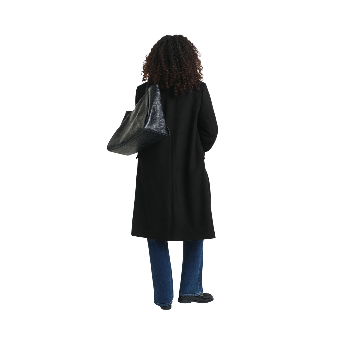 Classic Tailored Wool Blend Coat - Black