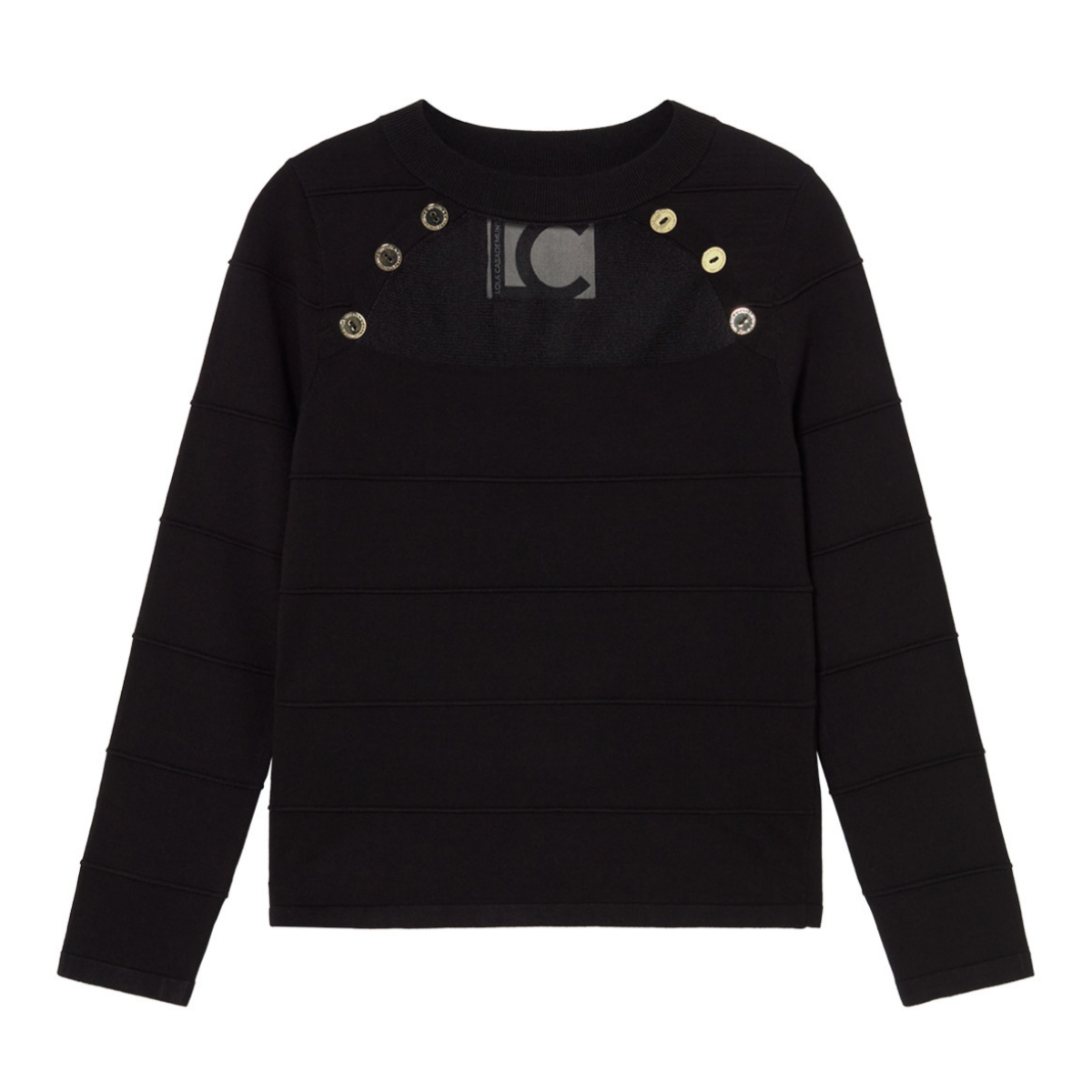 Transparent Yoke Sweater - Black