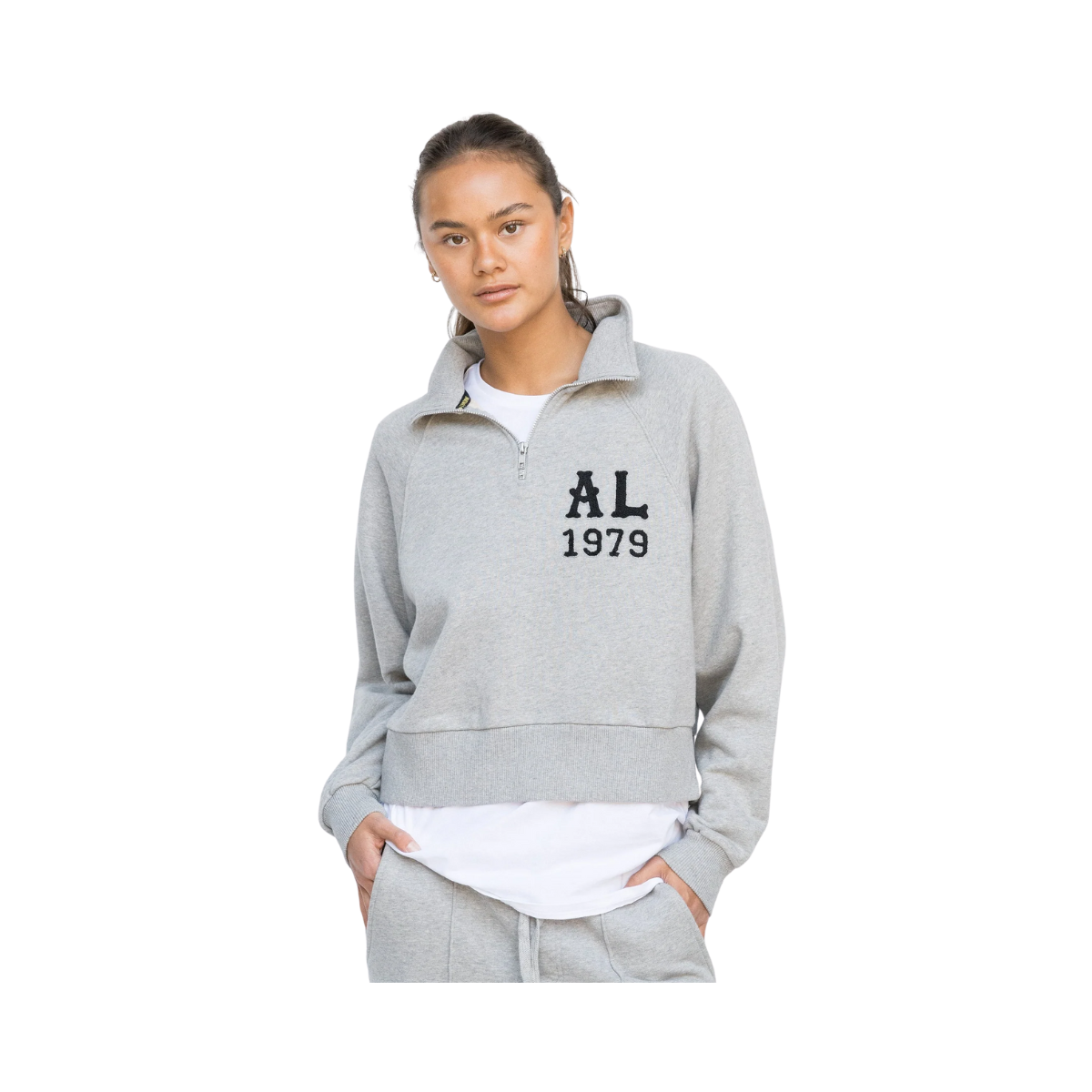Cropped Ivy Half Zip - American Grey