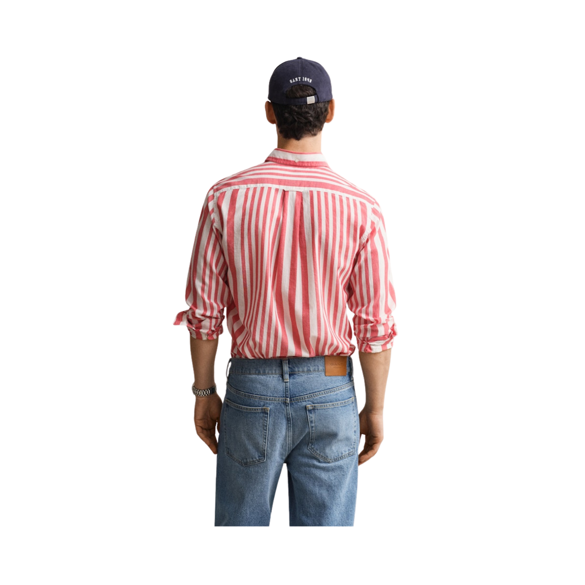 Cotton Voile Stripe Shirt - 641 Rose Red