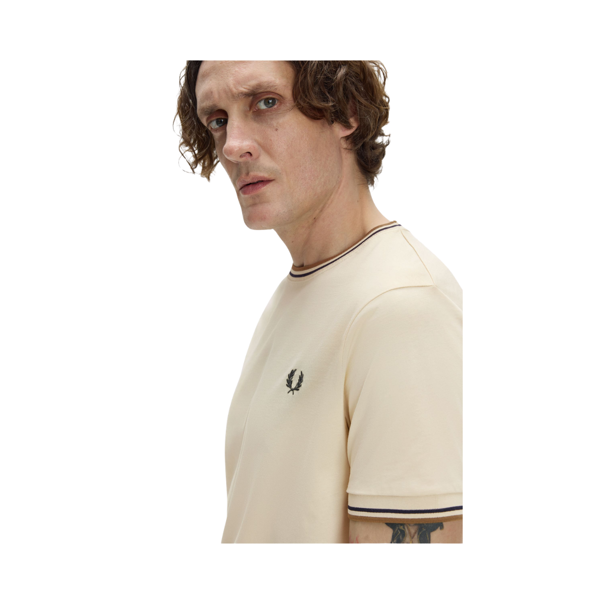Twin Tipped T-Shirt - Oatmeal/Bronze/Navy