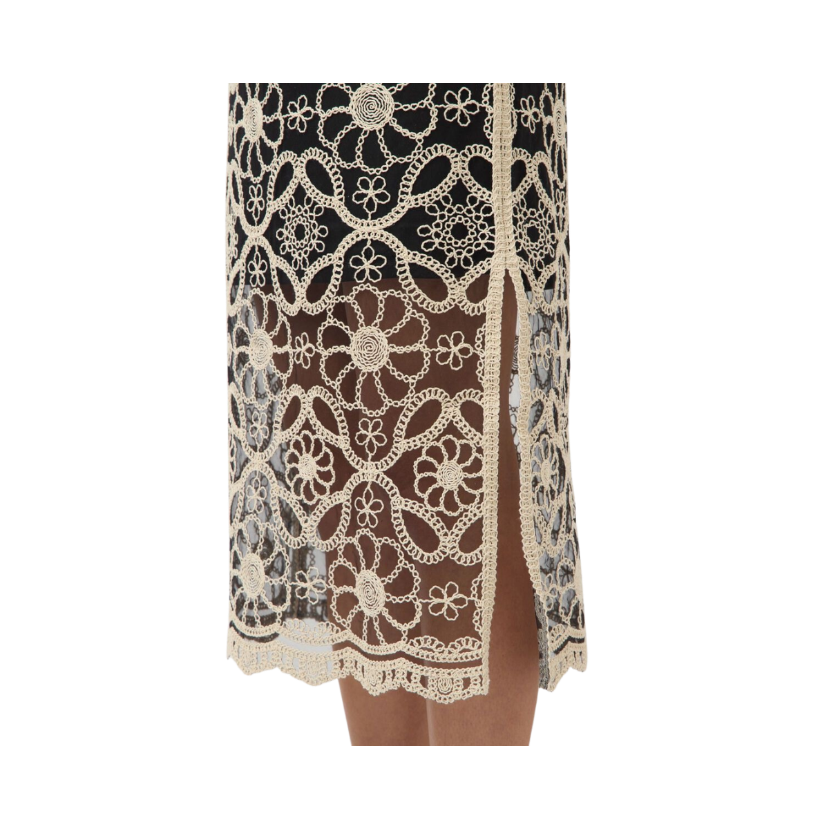 YASCilia Maxi Crochet Dress - Black