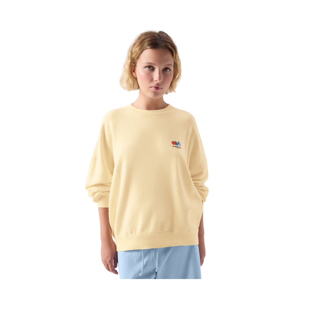 Sweat Ample Ml Col Rond - Ecru