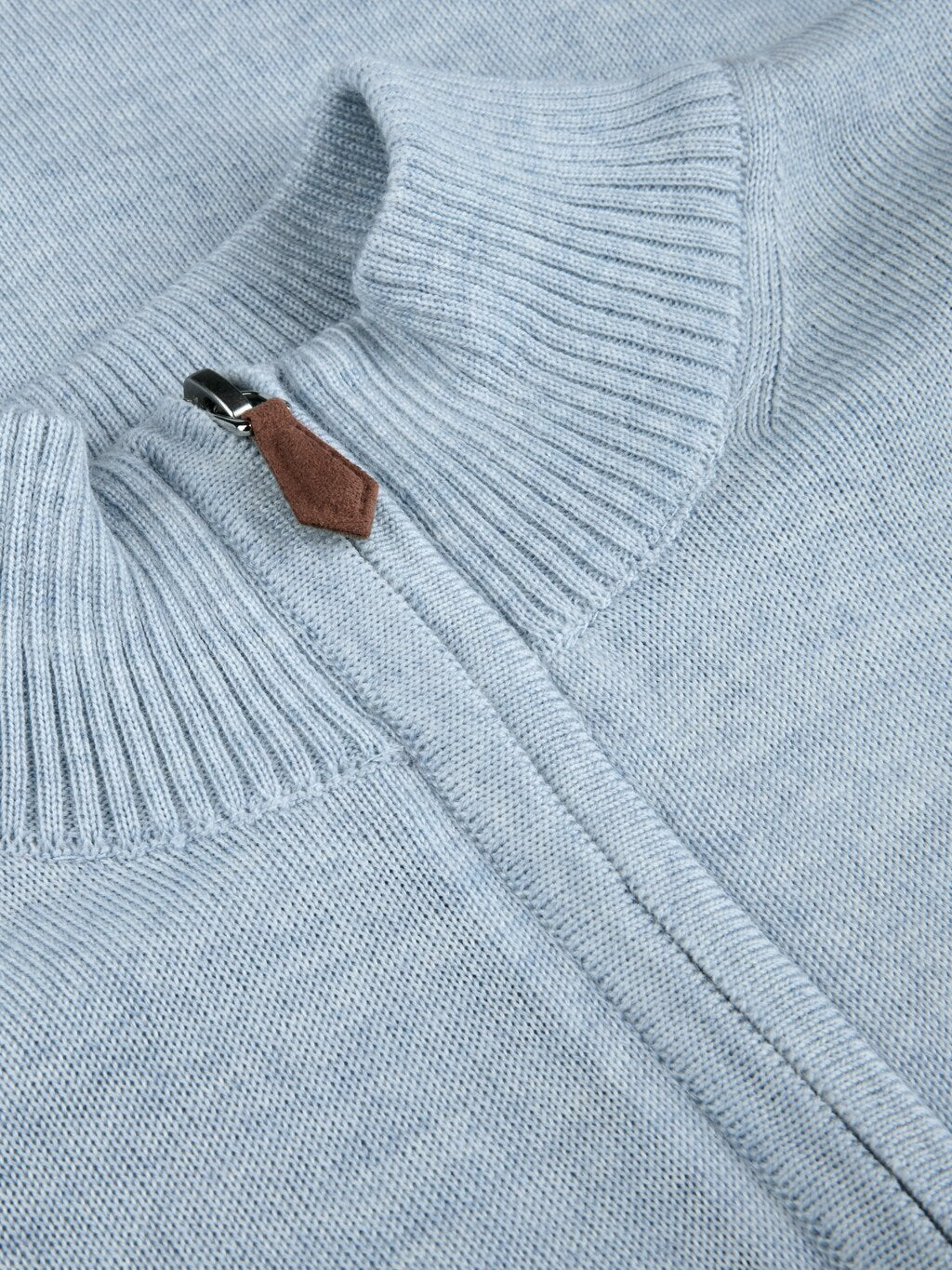 Sweater Knitted Half Zip Merino - Blue