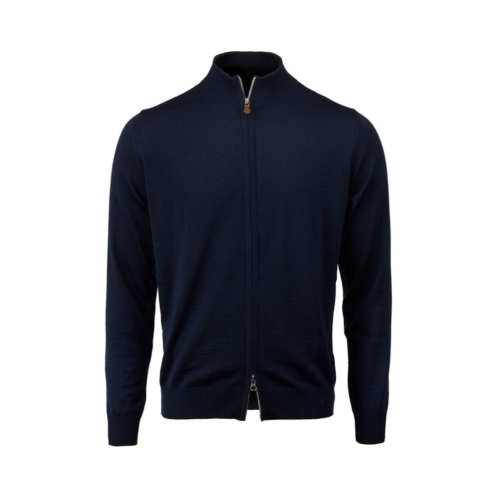 Cardigan Knitted Fullzip Merino - Navy