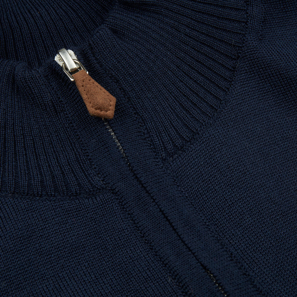 Cardigan Knitted Fullzip Merino - Navy