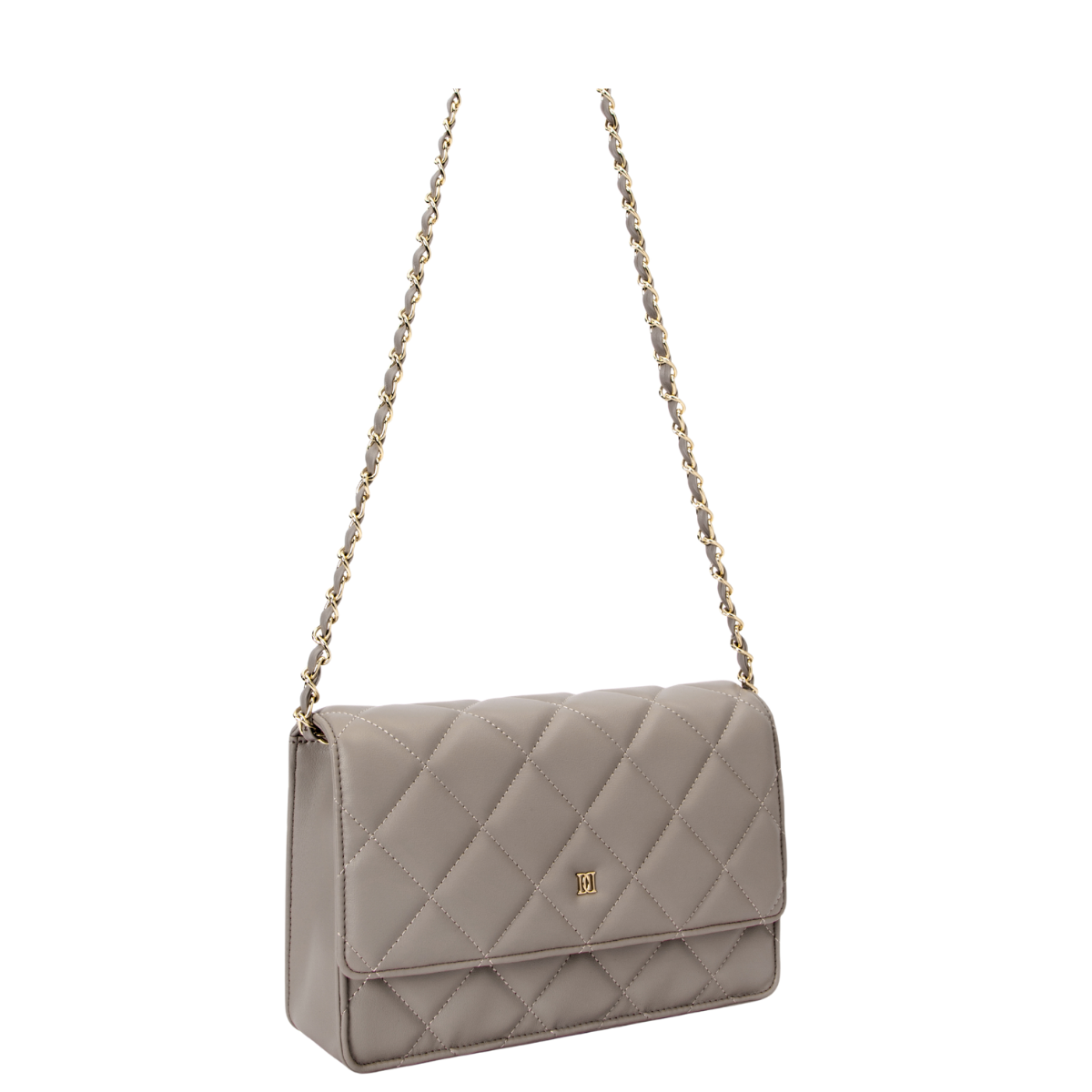 Leather Quilted Bag - TAUPE