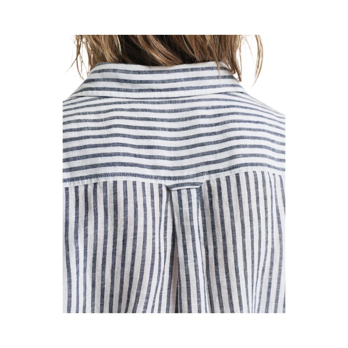 REG LINEN STRIPED SHIRT DRESS - Evening Blue