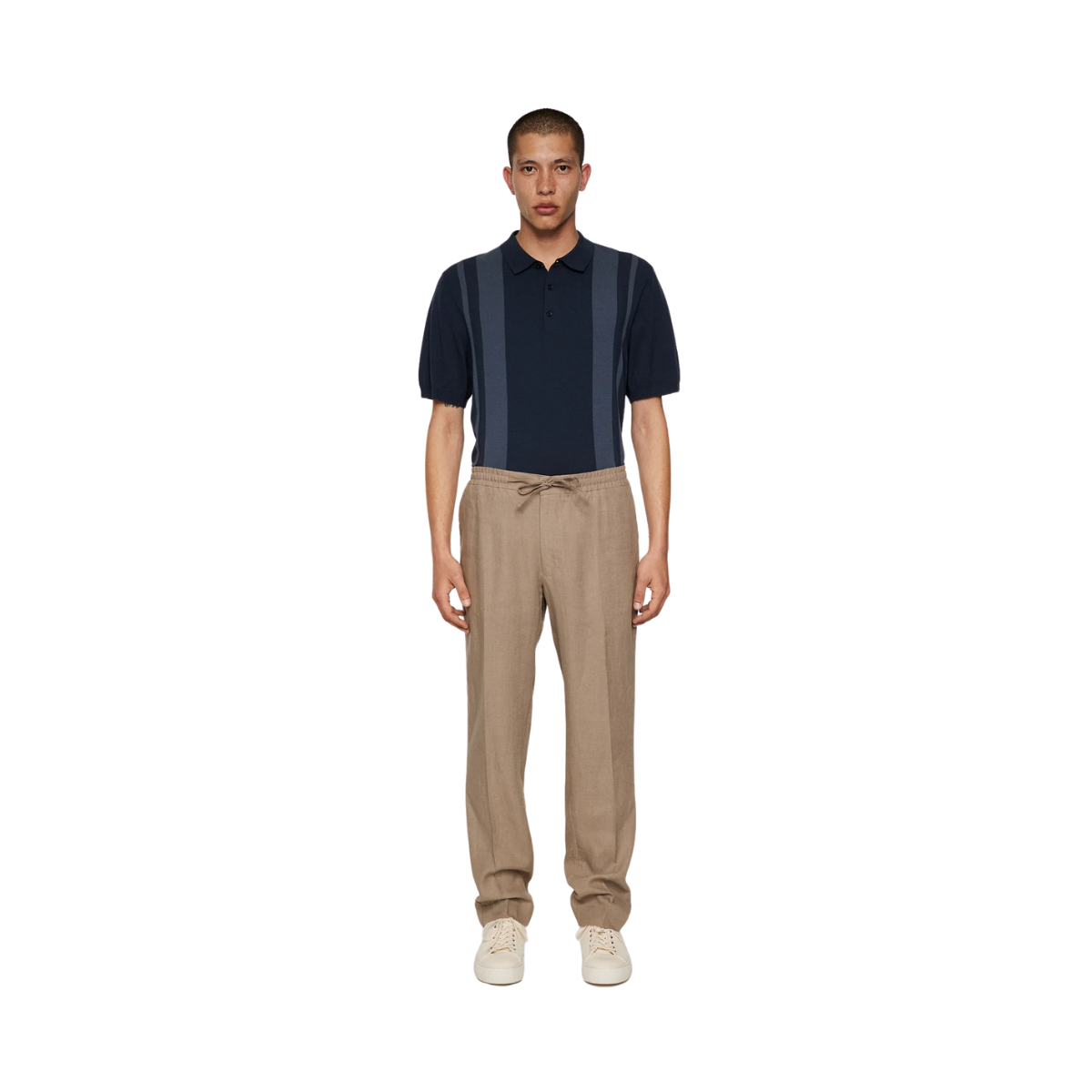 Reymond Stripe Knit Polo - JL Navy