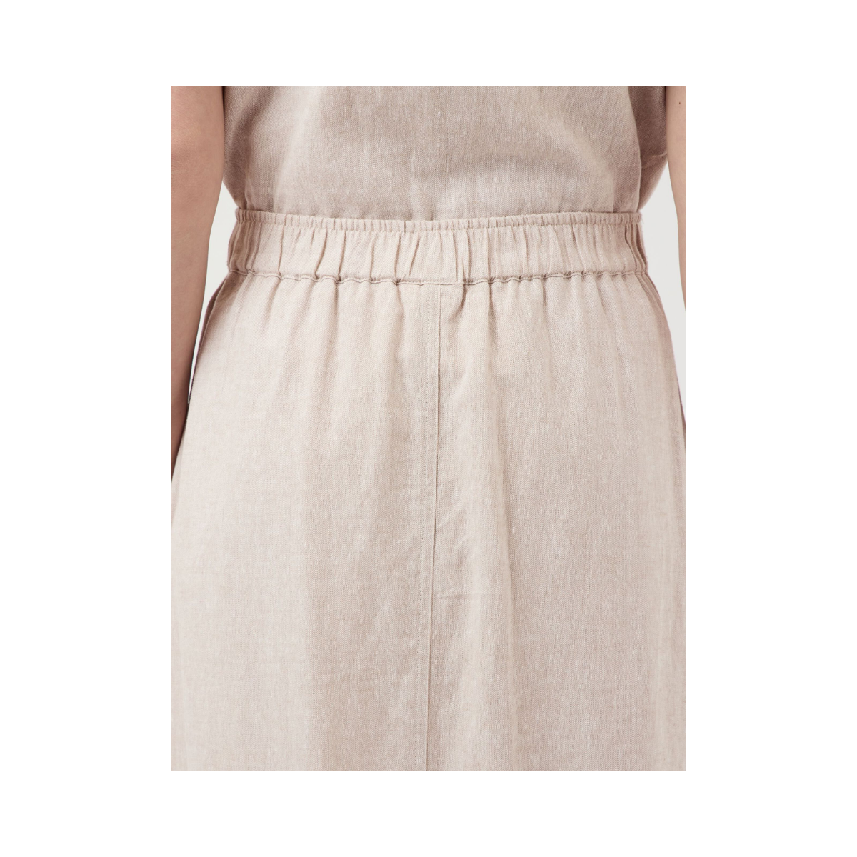 YASUsuma Linen Blend Long Skirt - White Pepper