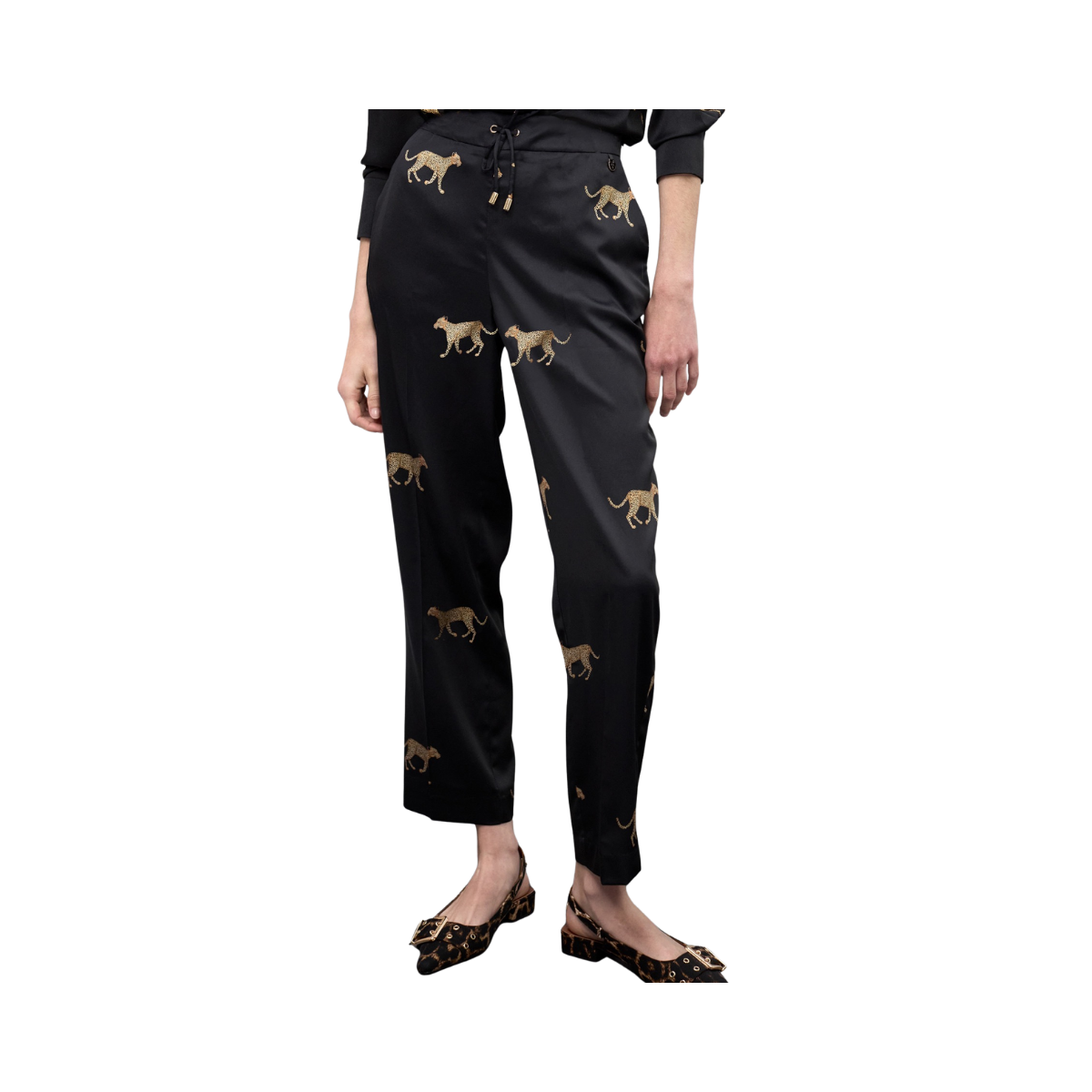 Leopard Print Jogger - Black-Brown