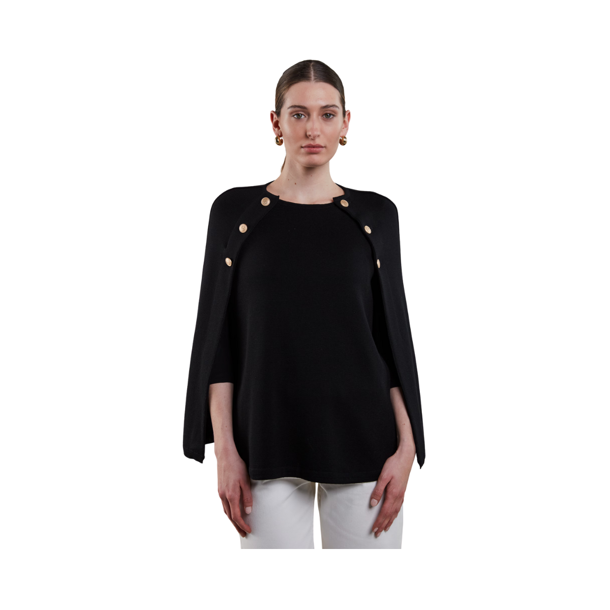 Mary Knit Poncho - Black