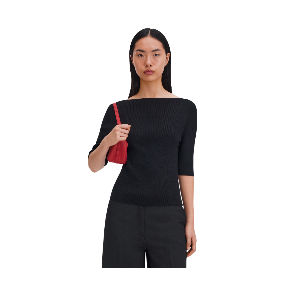 Boatneck Rib Top - Black