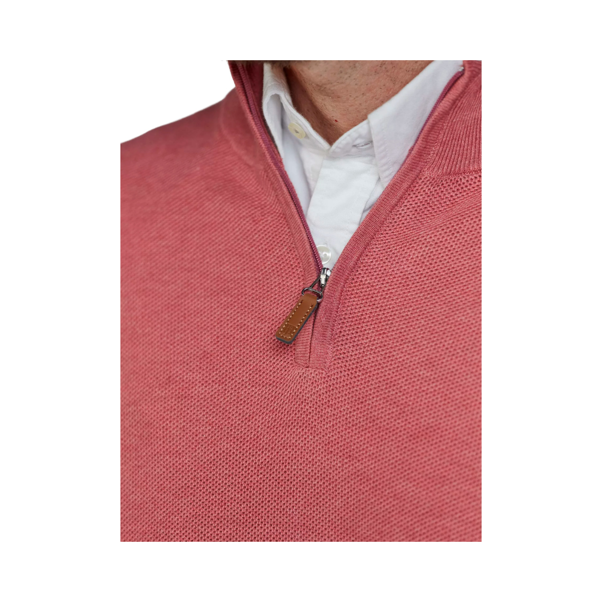 Half Zip Structure Knit - Soft Red