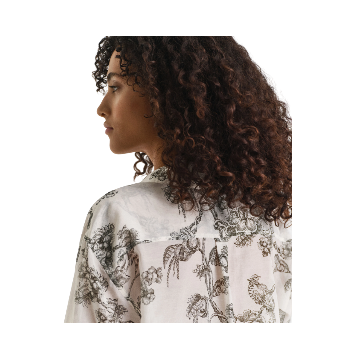 Relaxed Tree Print Shirt - Dark Moss Green