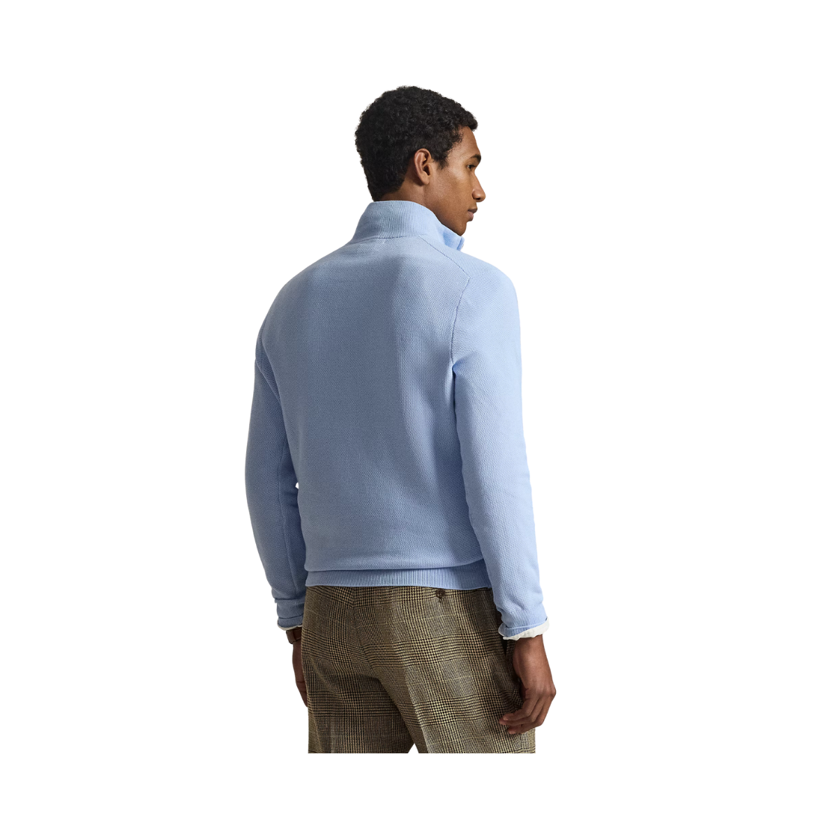 Knit Cotton Quarter-Zip Sweater - Office Blue