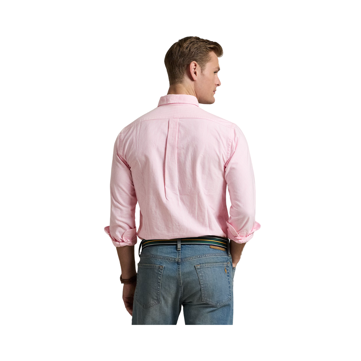 Custom Fit Striped Oxford Shirt - New Rose/White