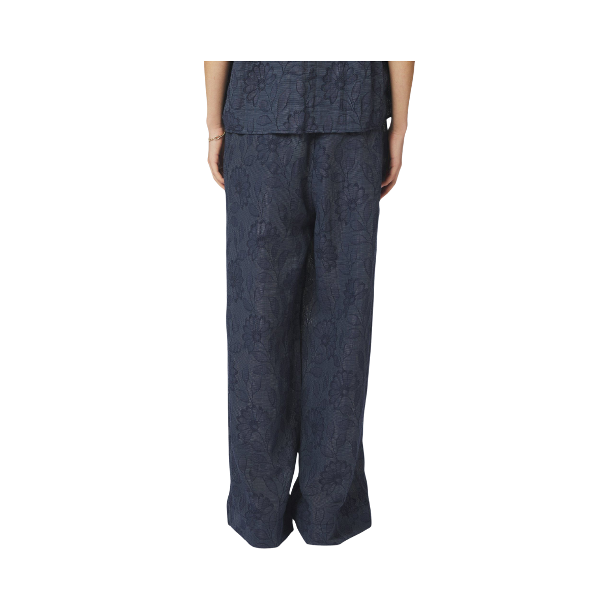 Heifa Flower Stripe Pants - Dark Blue