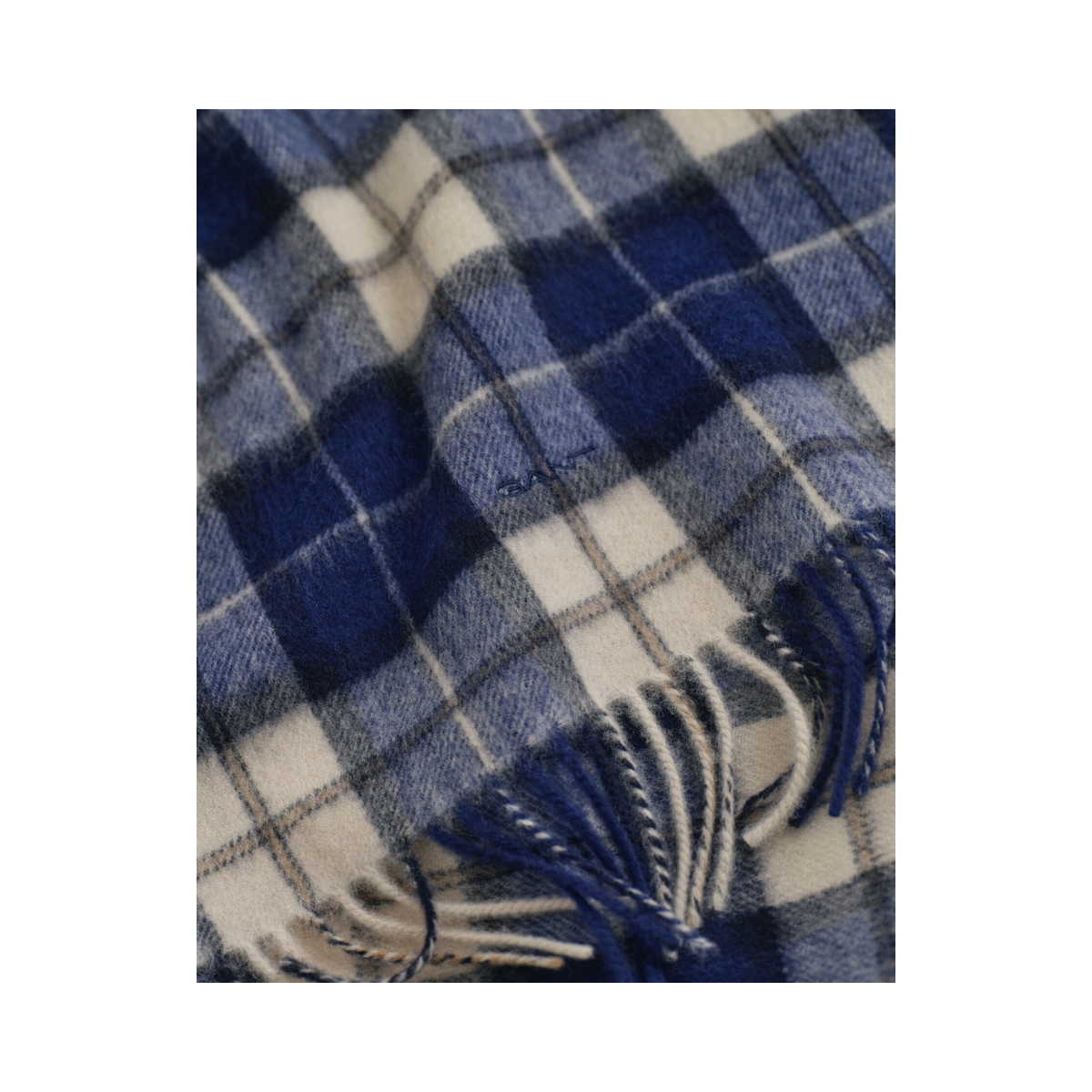Wool Checked Scarf - 423 Persian Blue