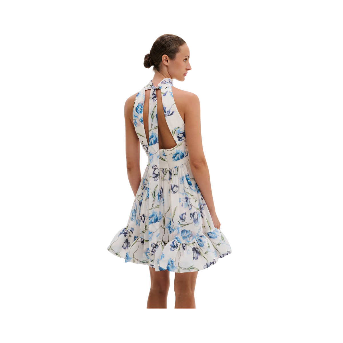 Fern Halterneck Ruffled Mini Dress - Tulip Blue