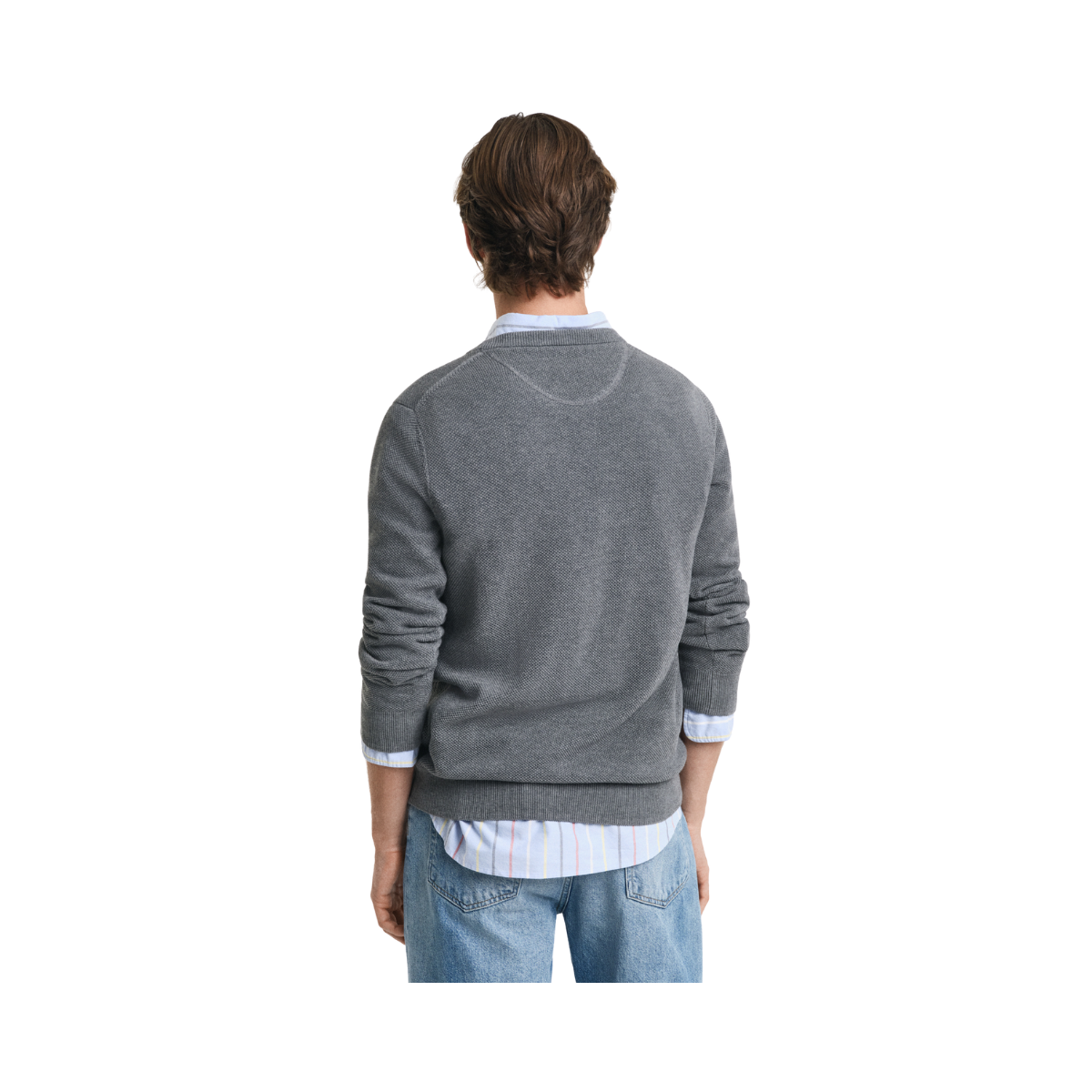 Cotton Pique C-Neck - Dark Grey