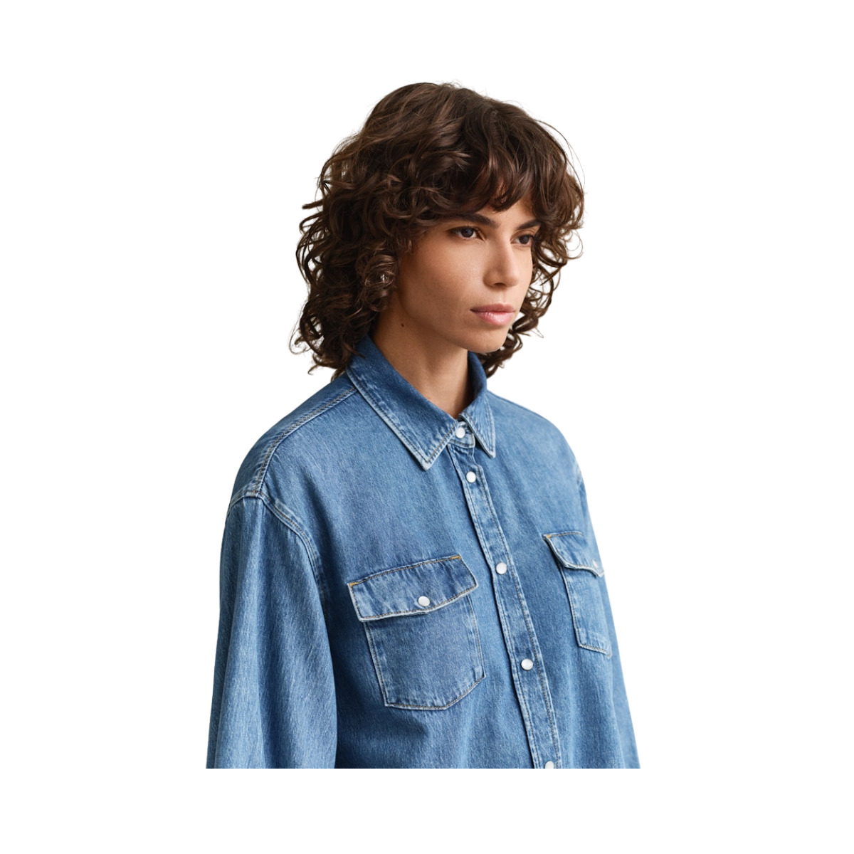 Denim Volume Sleeve Shirt - Mid Blue Archive