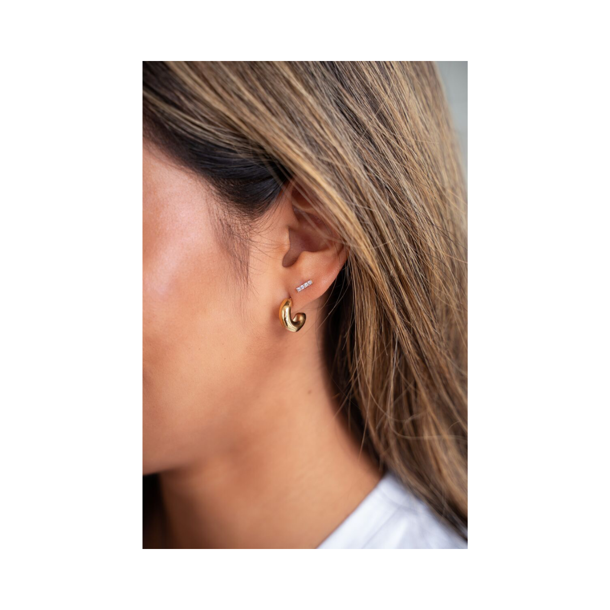 Ear studs 4 stones - Gold