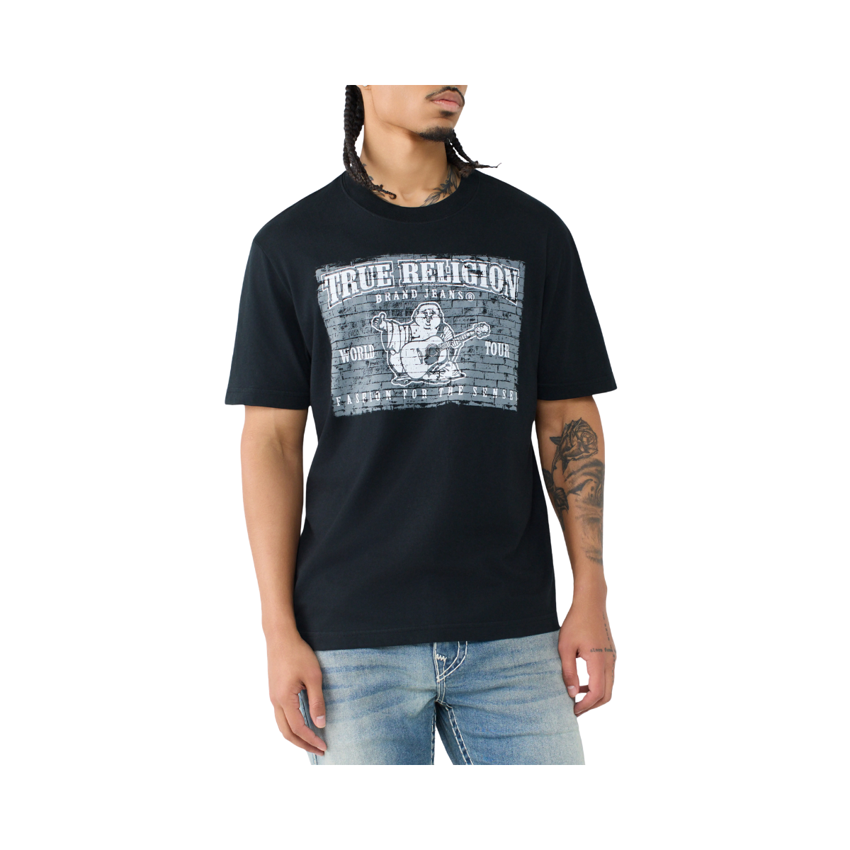 Painted Brick Buddha Tee - Jet Black
