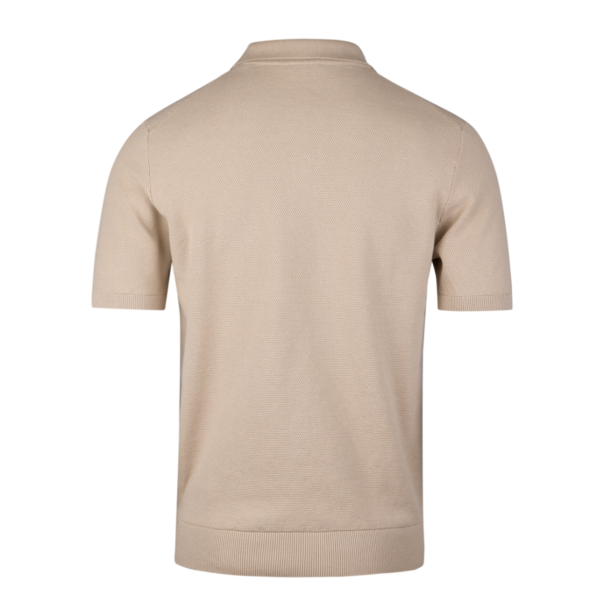 Polo Shirt Knitted Zip Texture Organic Cotton - Light beige