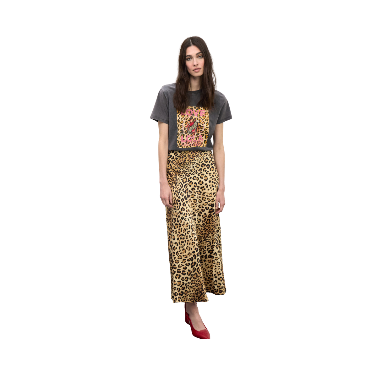 Love Lola Leopard T-shirt - Dark Grey