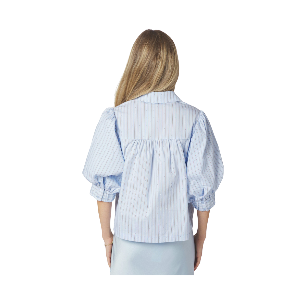 Etta Stripe Stone Shirt - Light Blue