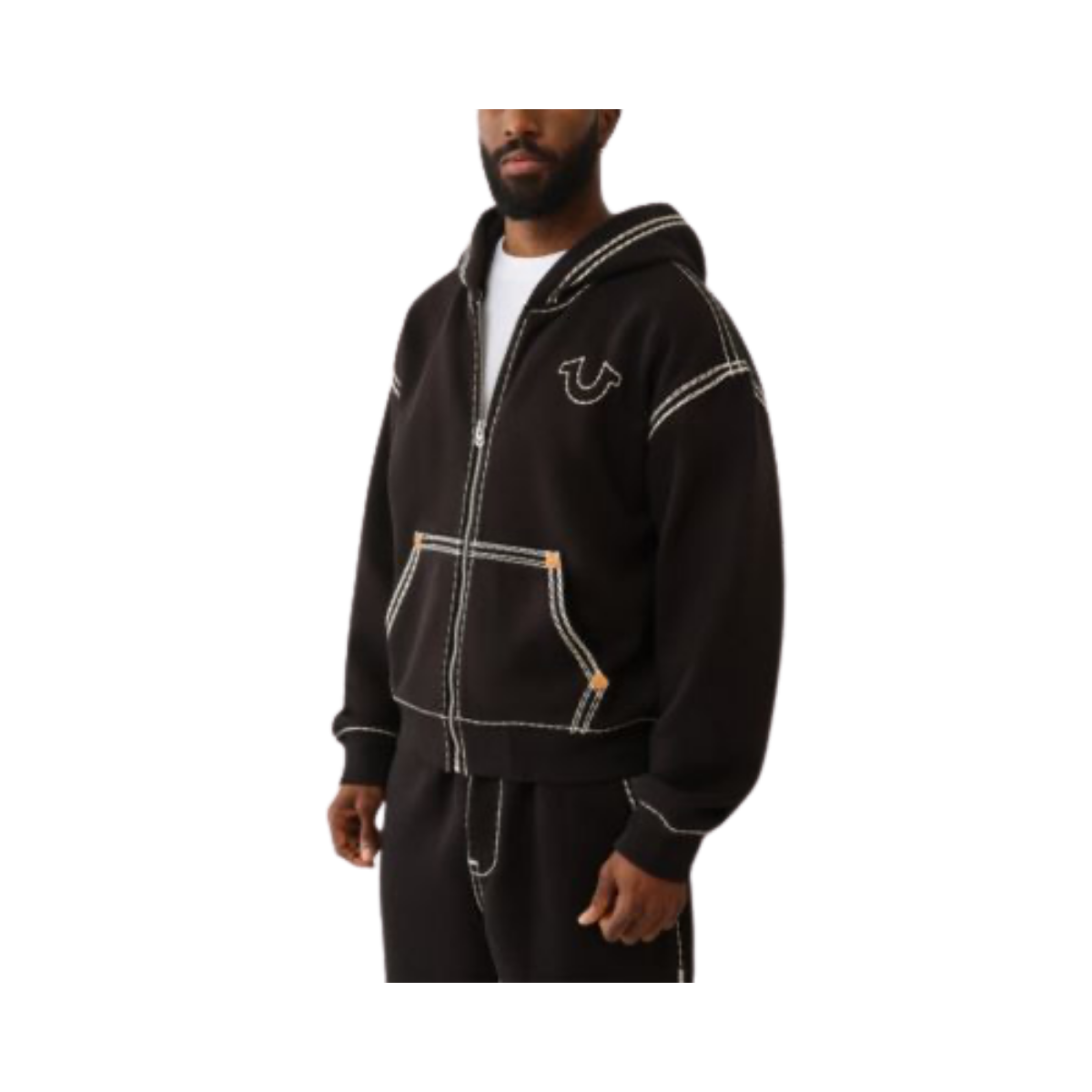 Super Boxy Zip Up Hoodie - Black