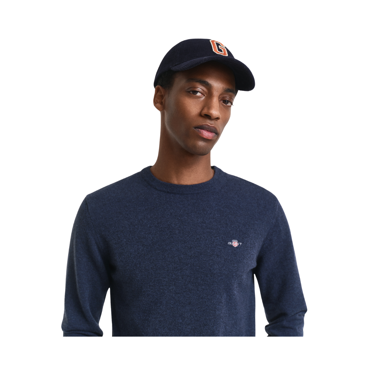 Superfine Lambswool C-Neck - Dark Navy Melange