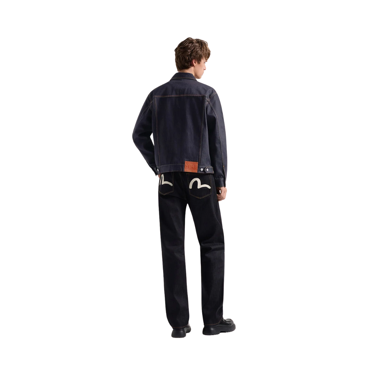 Ecru Seagull Printed Denim Jacket - RAW INDIGO