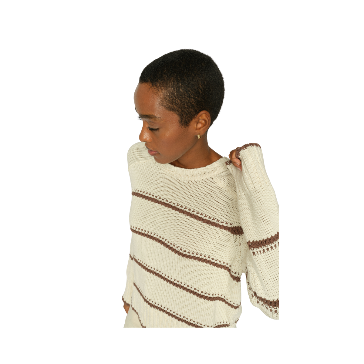 MMRola Bine Stripe Crewneck Knit - Coffee Quartz