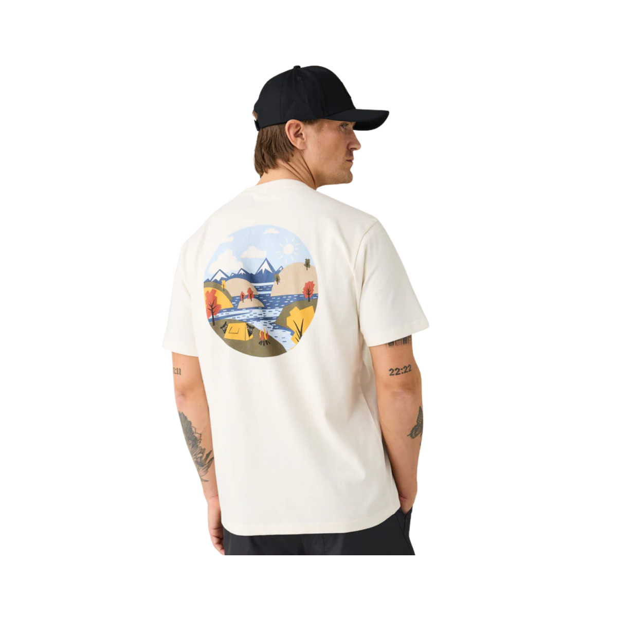 Heavy Scenery Back Print T-shirt - Egret