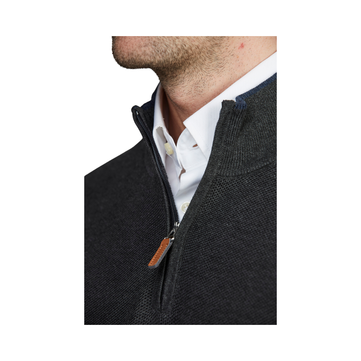 Half Zip Structure Knit - Antracit