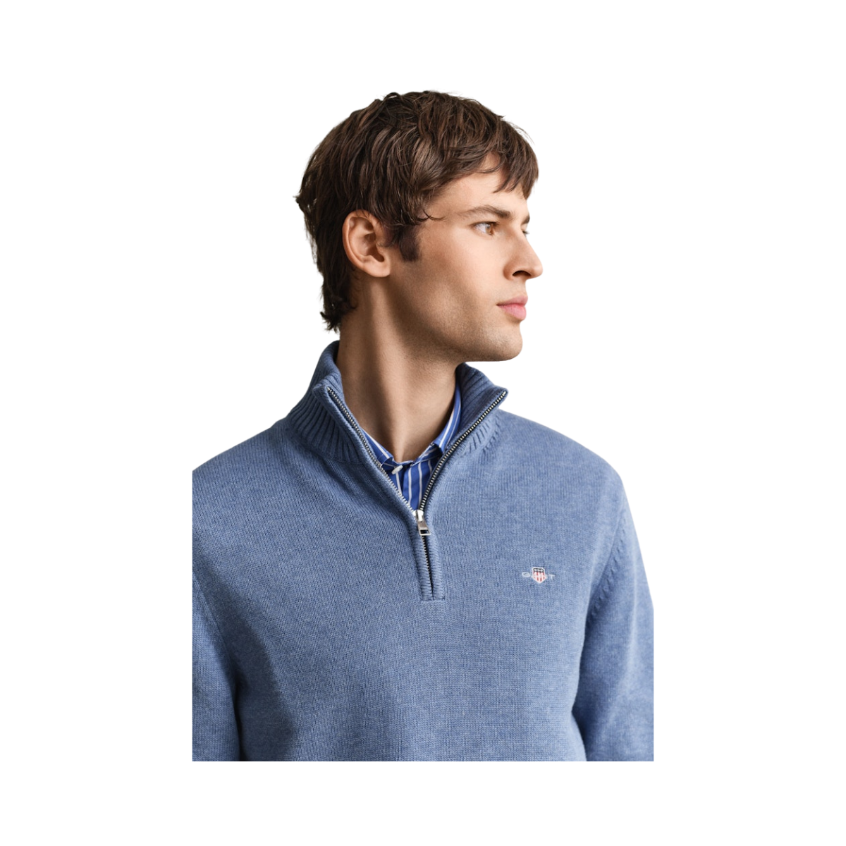 Casual Cotton Halfzip - Denim Blue Melange