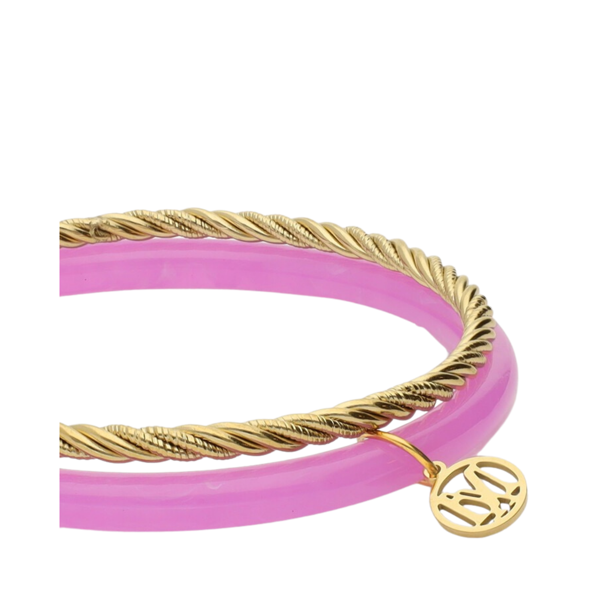 Bangle Set Thin Fuchsia - Gold