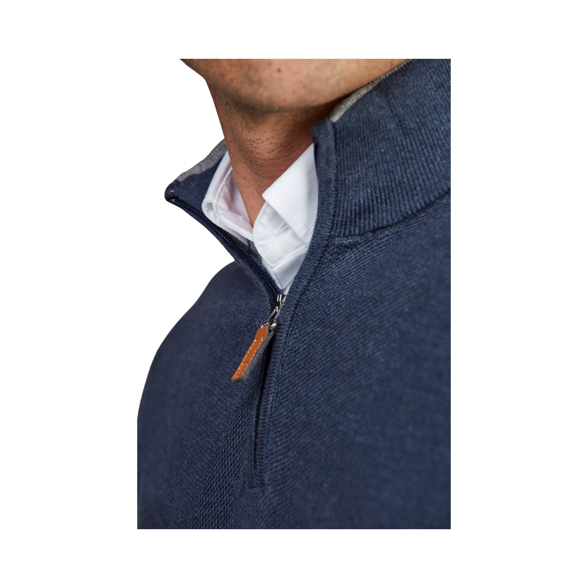 Half Zip Structure Knit - Blue