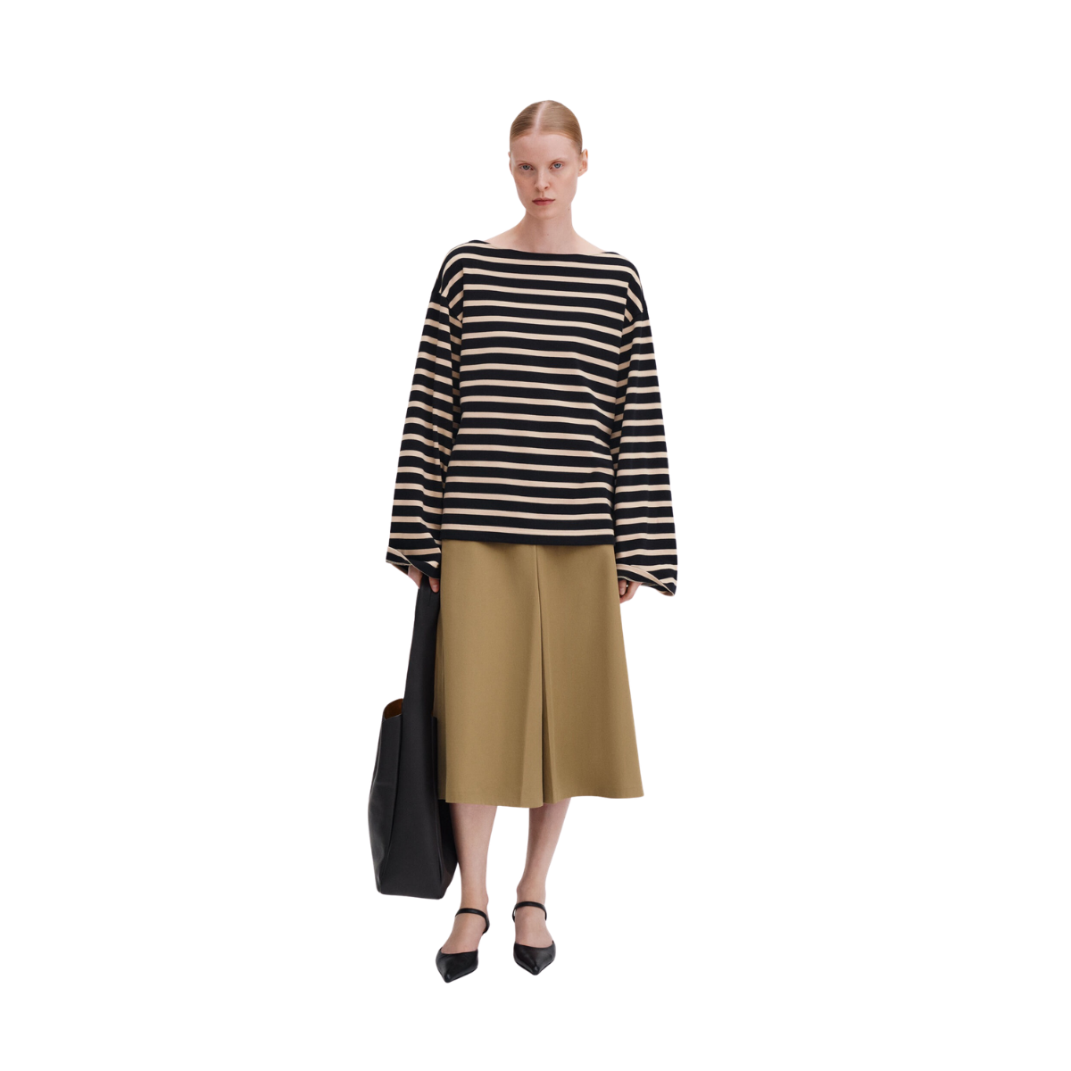 Cotton Mariner Top - Black/Pearl Beige
