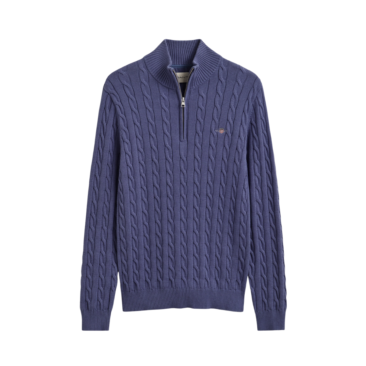 Cable Knit Half-Zip Sweater - Blue Horizon