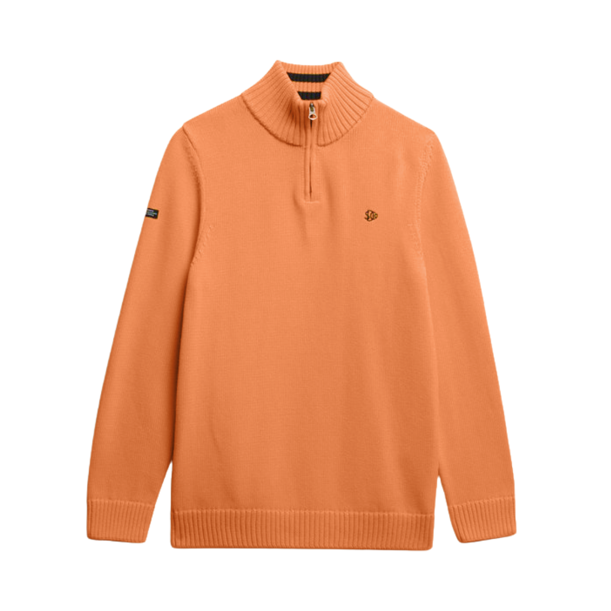 Cotton Half Zip Knit - Washed Tangerine