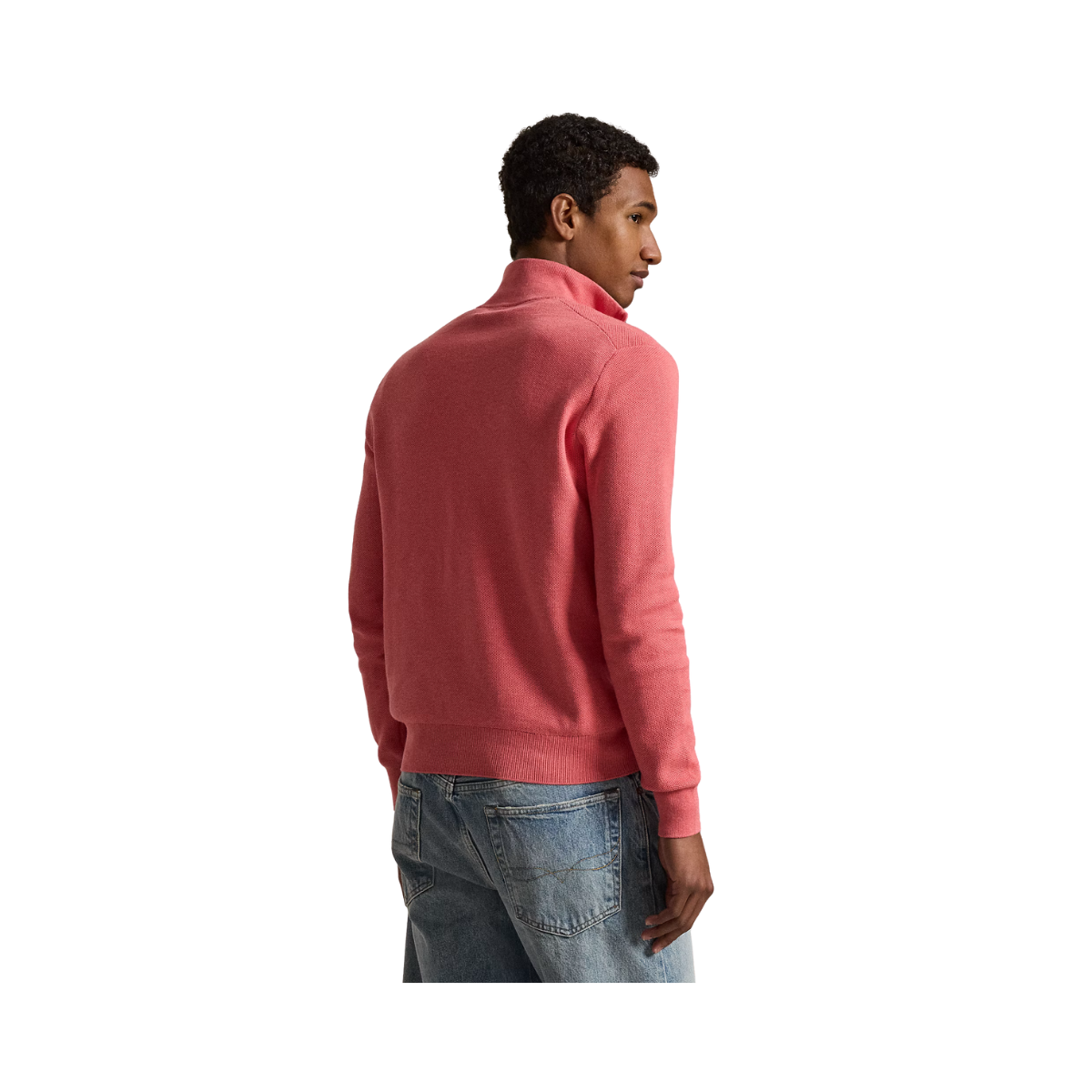 Knit Cotton Quarter-Zip Sweater - Cherry Pink