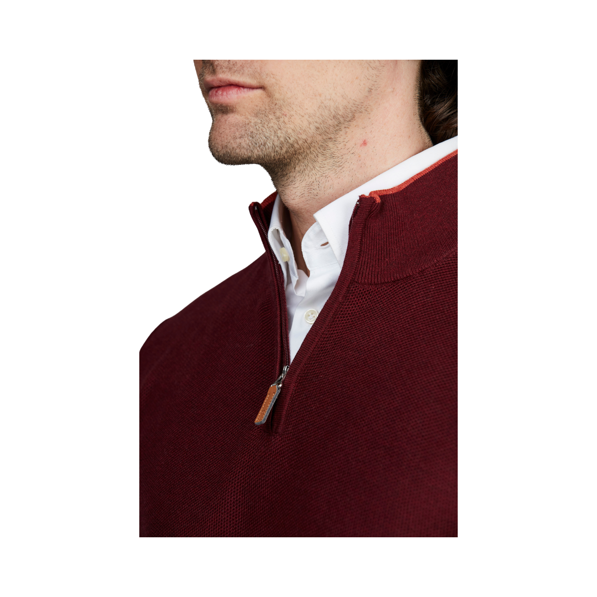 Half Zip Structure Knit - Ruby Red