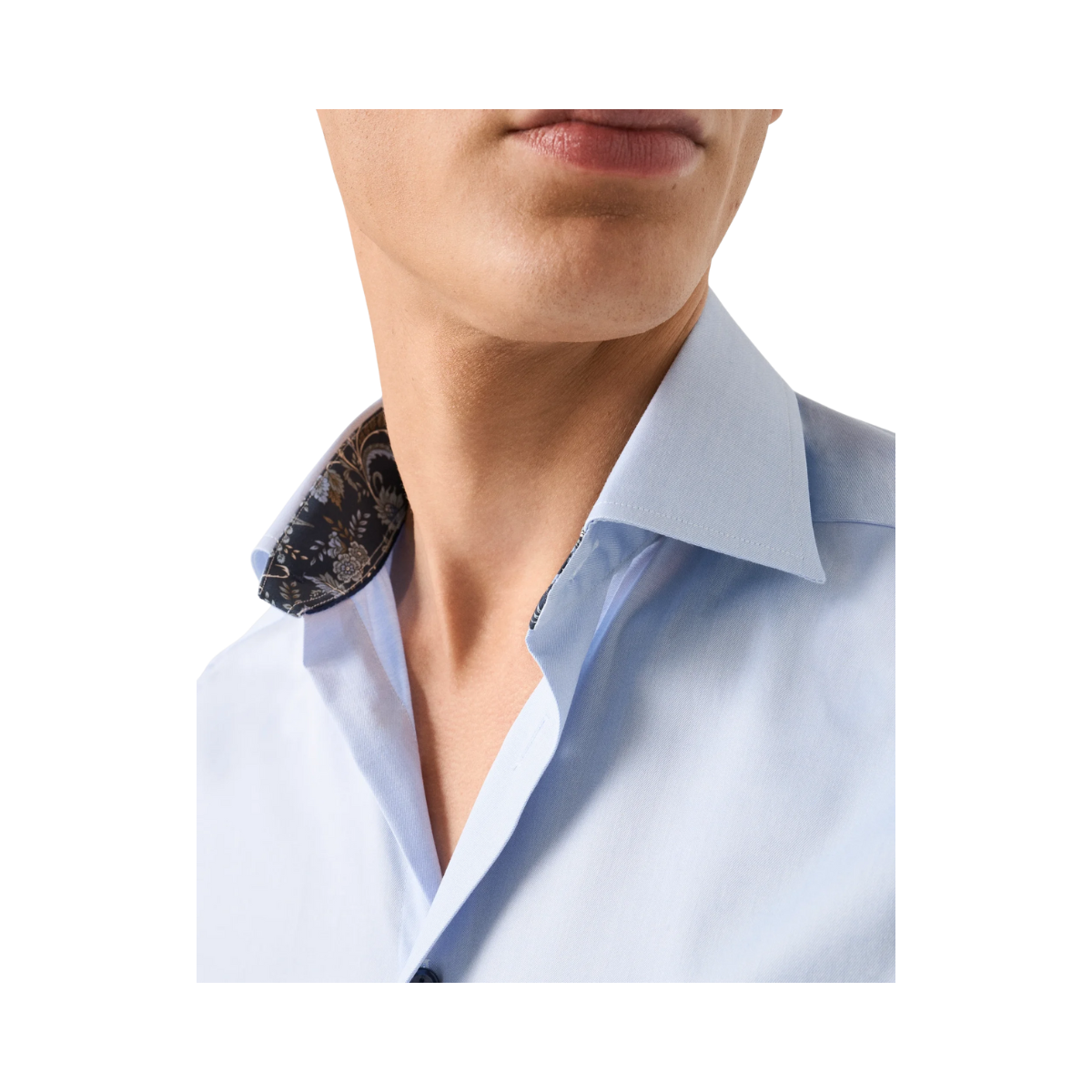 Floral Effect Signature Twill Shirt - Light Blue