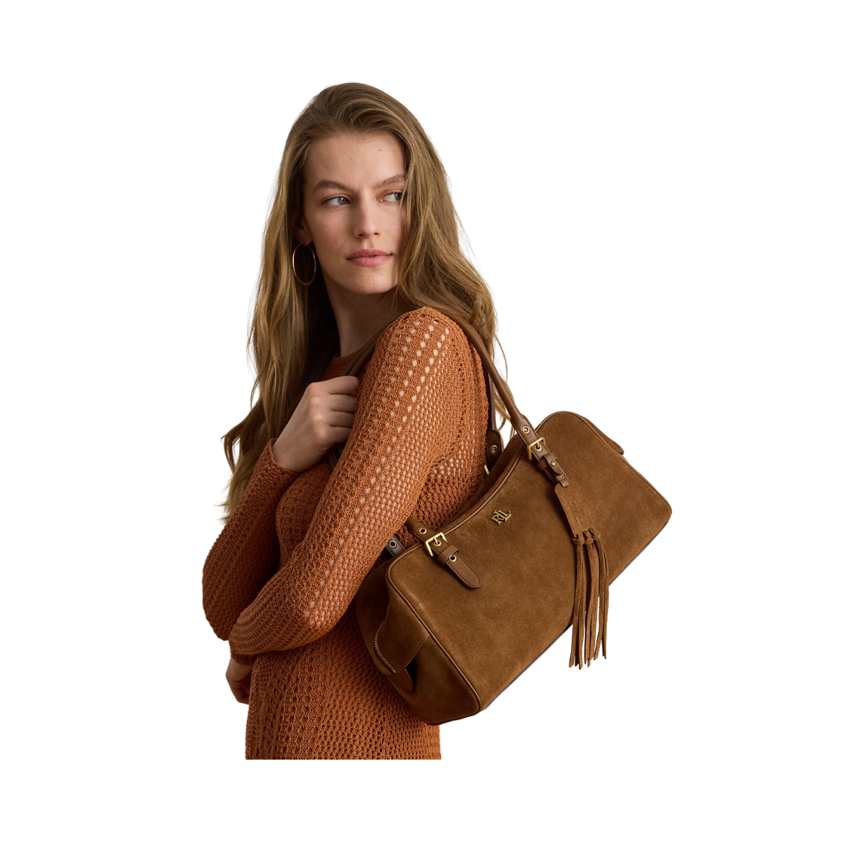 Marcy ZP Suede Satchel Large - Light Tobacco/Light Tobacco