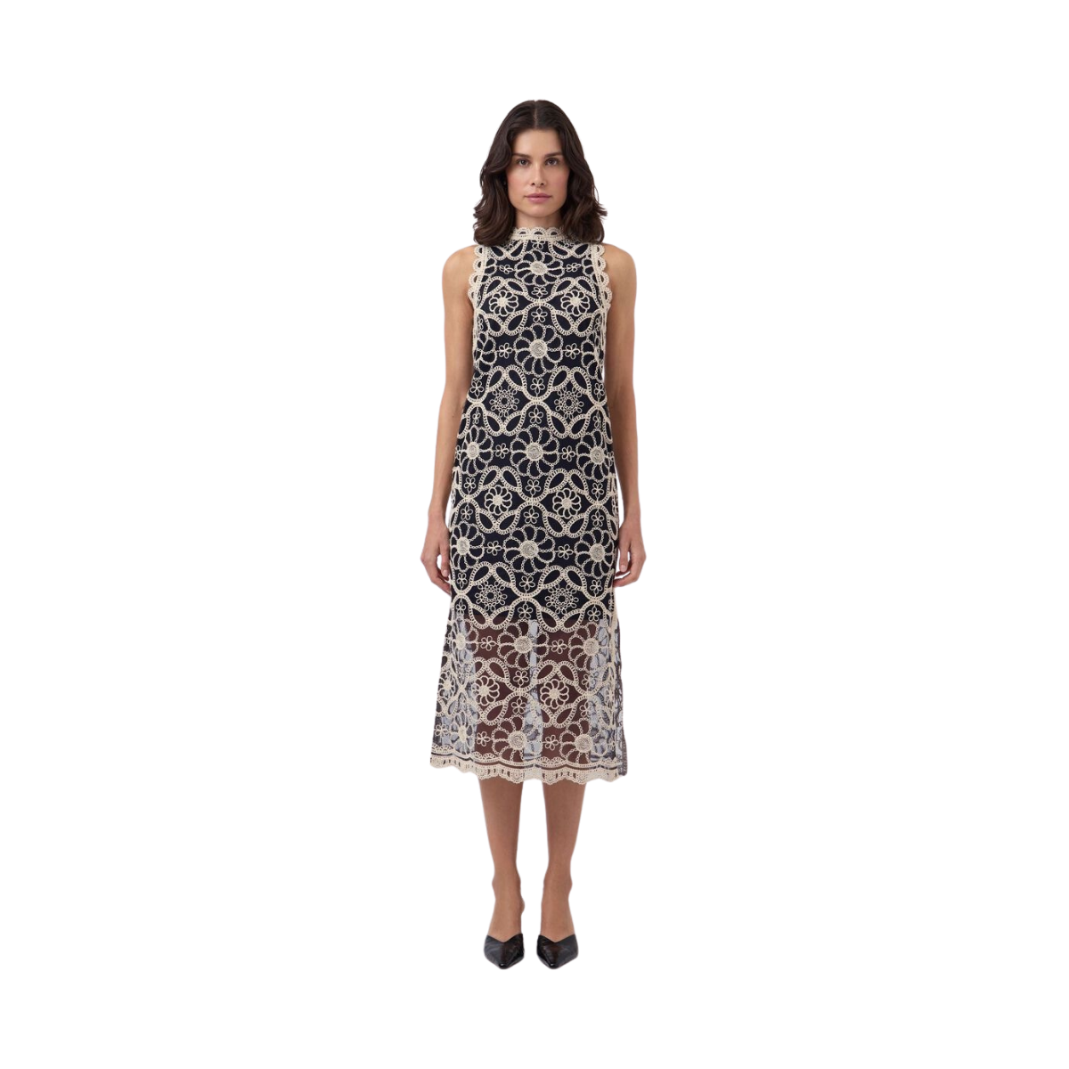 YASCilia Maxi Crochet Dress - Black