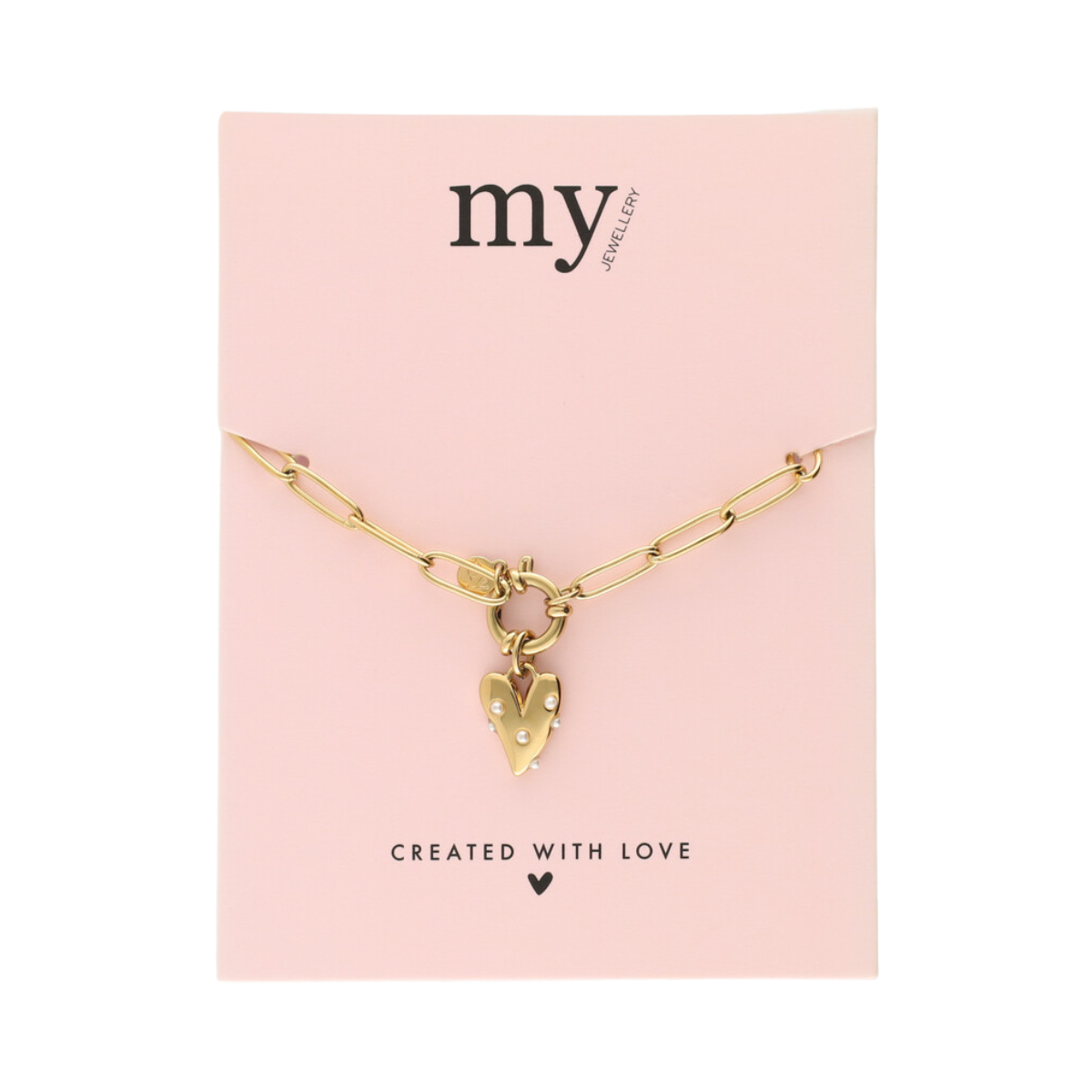 Bracelet Pearls & Heart - Gold