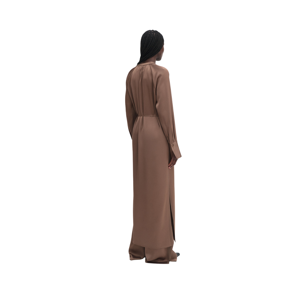 Gathered Raglan Dress - Oak Brown